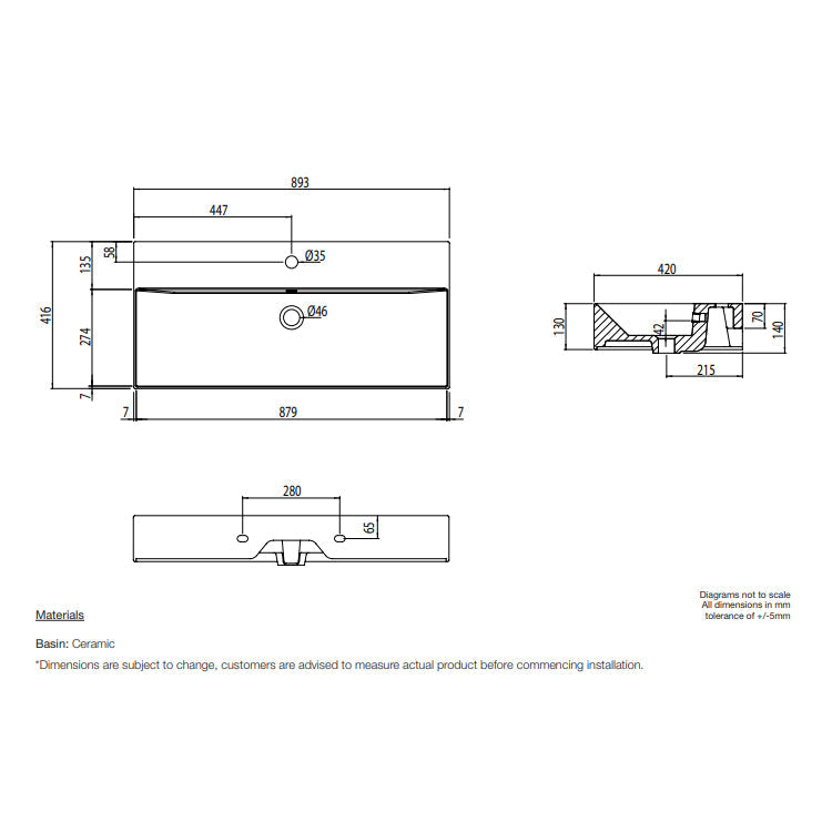 Tavistock Forum Grey 900mm Wall Mounted Vanity & Basin