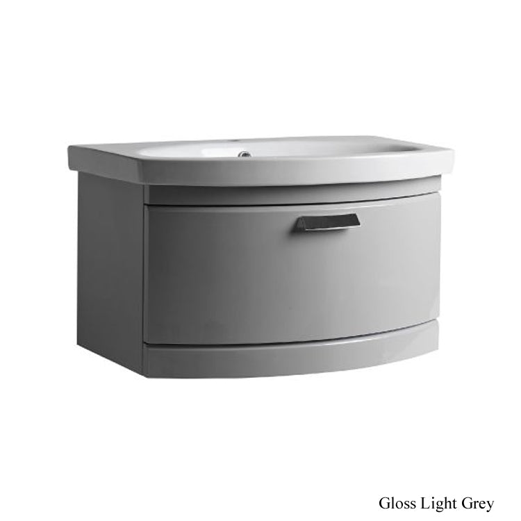 Tavistock Tempo Light Grey 650mm Wall Mounted Curved Vanity & Basin