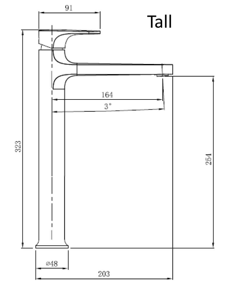 RAK Portofino Chrome Tall Basin Mixer 323mm