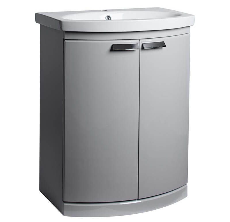 Tavistock Tempo 650mm Gloss Grey Floor Mounted Curved Vanity Unit & Basin