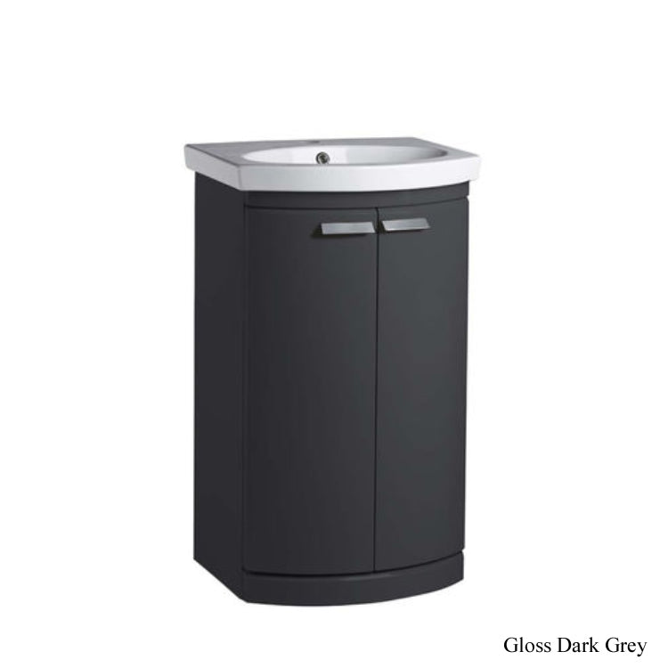 Tavistock Tempo 500mm Gloss Dark Grey Floor Mounted Curved Vanity Unit & Basin