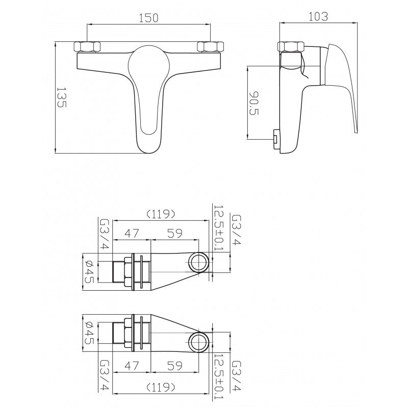 Kartell Chrome Bath Filler Tap