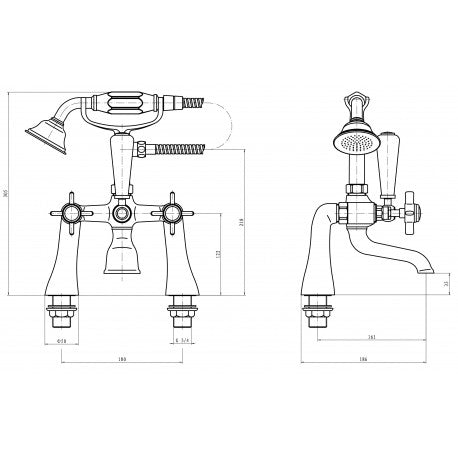 Kartell Klassique Chrome Bath Shower Mixer Tap