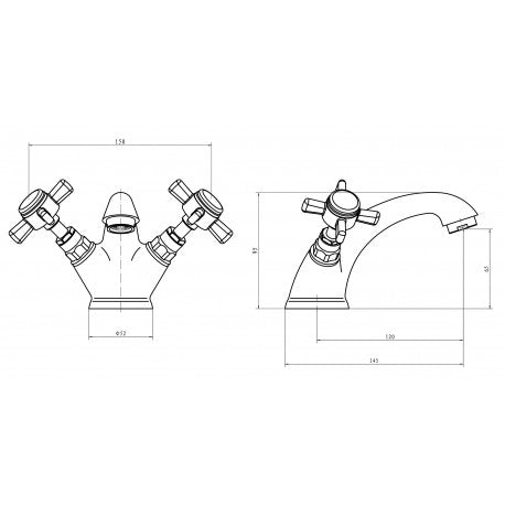 Kartell Klassique Chrome Mono Basin Mixer Taps With Clicker Waste