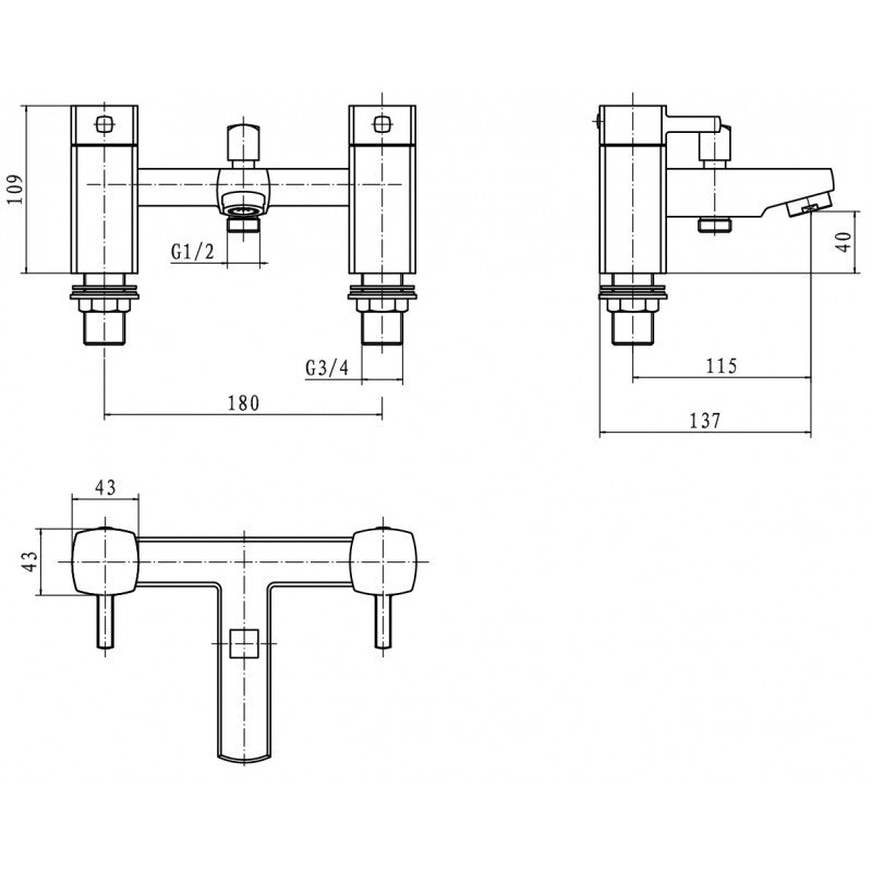 Kartell Mode Chrome Bath Filler Tap