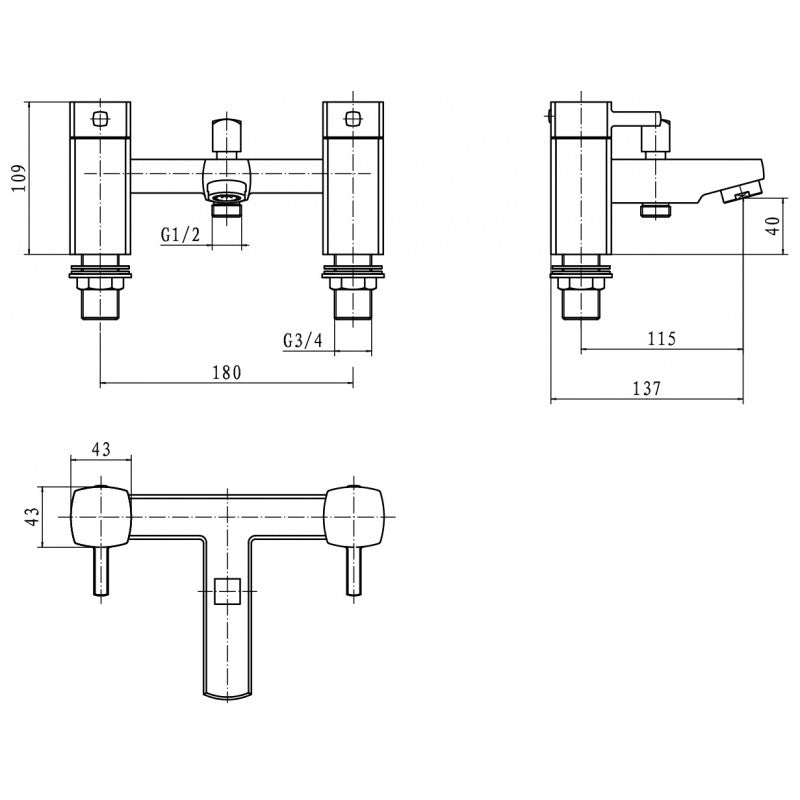 Kartell Mode Chrome Bath Shower Mixer Tap