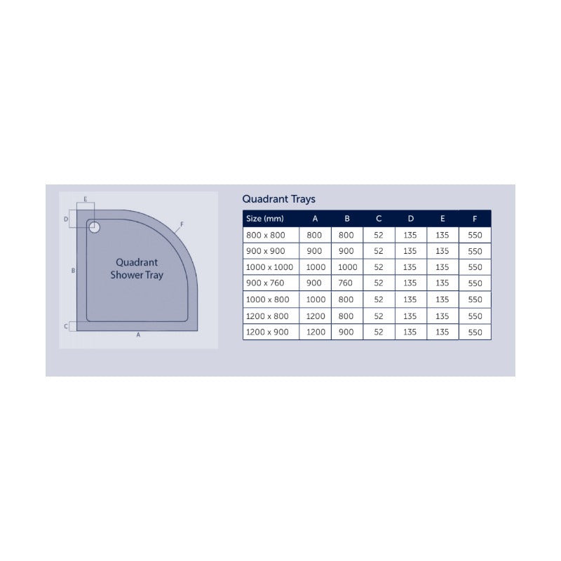 Kartell Stone Resin Offset Quadrant Right Hand Shower Tray - Choose Sizes