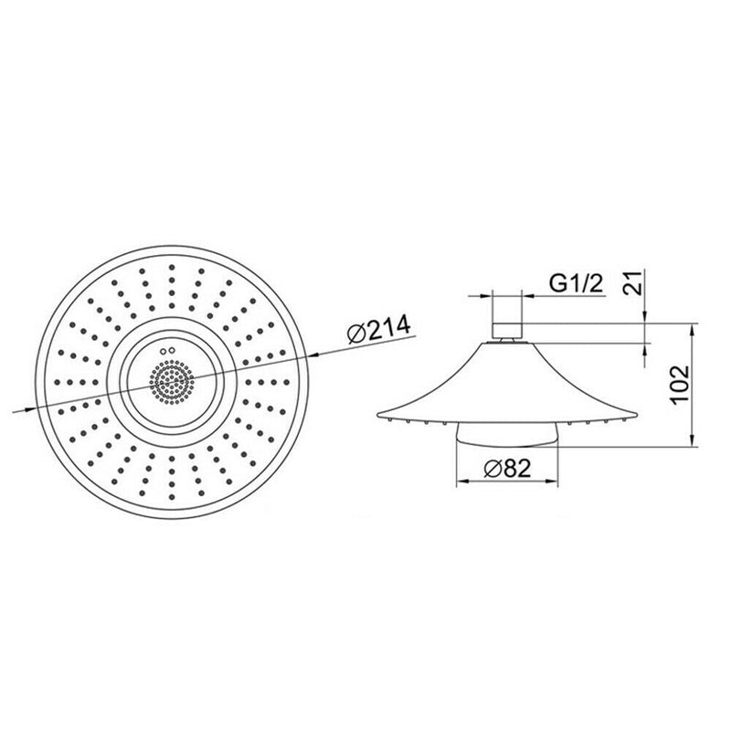 Link 220mm Bluetooth showerhead White/Chrome & 300mm Wall Round Arm