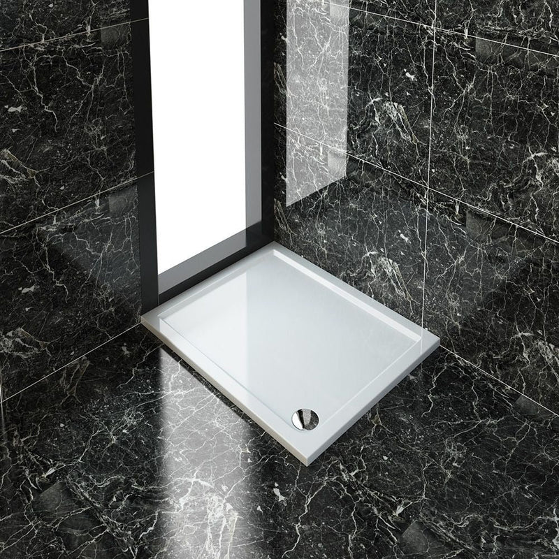 Elle Ultra-Slim Stone Resin Rectangular Shower Tray + 90mm Waste - Choose Size