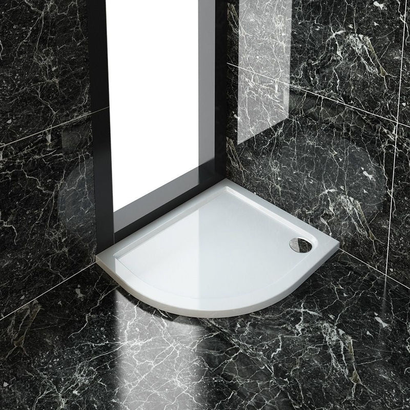 Elle Ultra-Slim Left Offset Quadrant Shower Tray + 90mm Waste - Choose Size