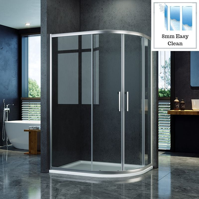 Elle 1200 X 800mm Reversible Offset Shower Enclosure 8mm Easy Clean Nano Glass Shower Cubicle