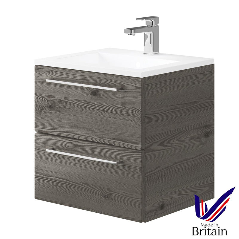 Messa Wall Hung Vanity Unit 500mm - Anthracite Woodgrain