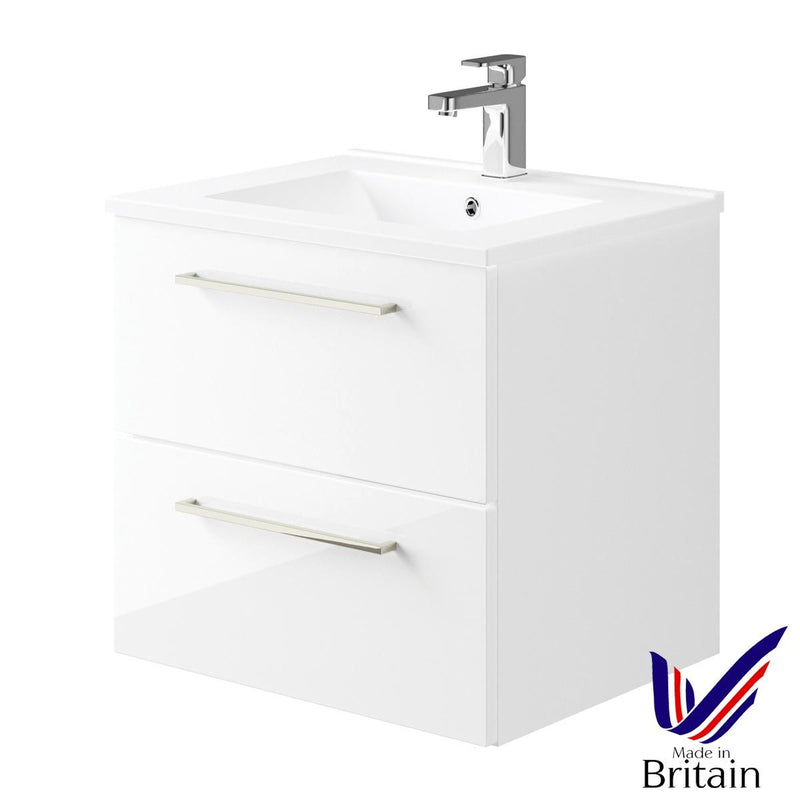 Messa Wall Hung Vanity Unit 600mm - Gloss White