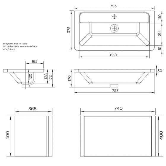 Lucca 750mm Wall Hung Vanity Unit + Basin - Matt Indigo