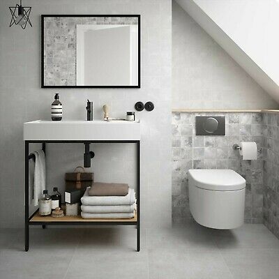 Black Vinci Noir 800mm Frame Unit with Oak Shelf & Basin - 800mm x 460mm