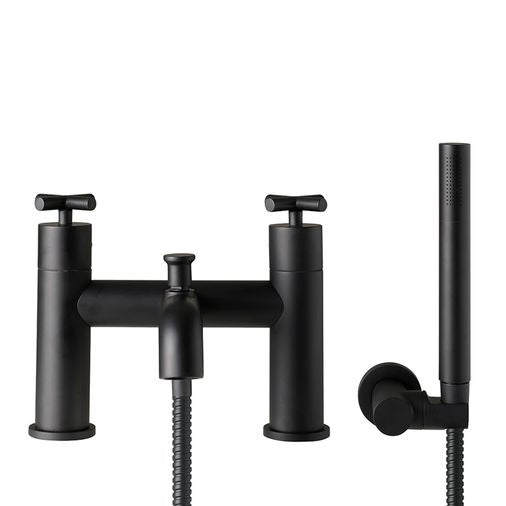 Noir Solex Crosshead Bath Shower Mixer Tap - Matt Black - JTP