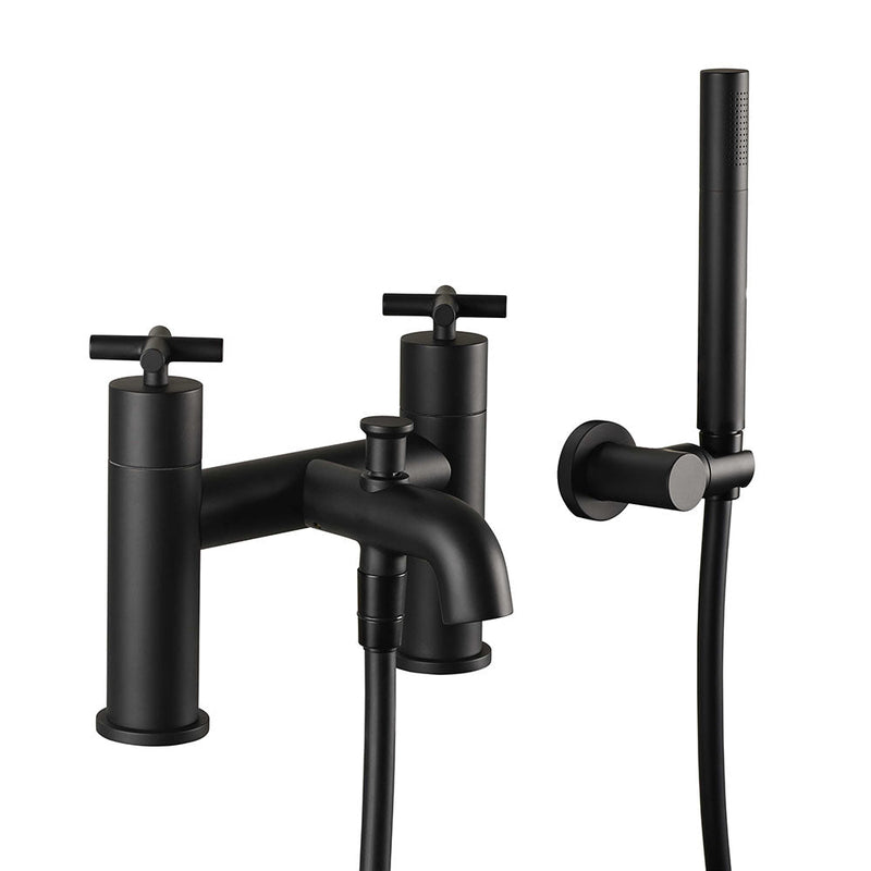 Noir Solex Crosshead Bath Shower Mixer Tap - Matt Black - JTP