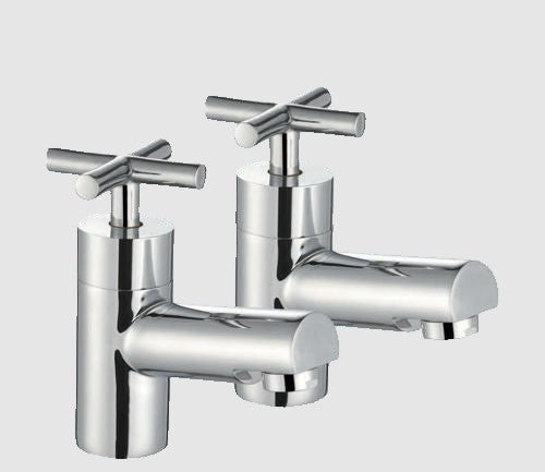 Space Q Cross Bathroom Bath Pillar Chrome Taps