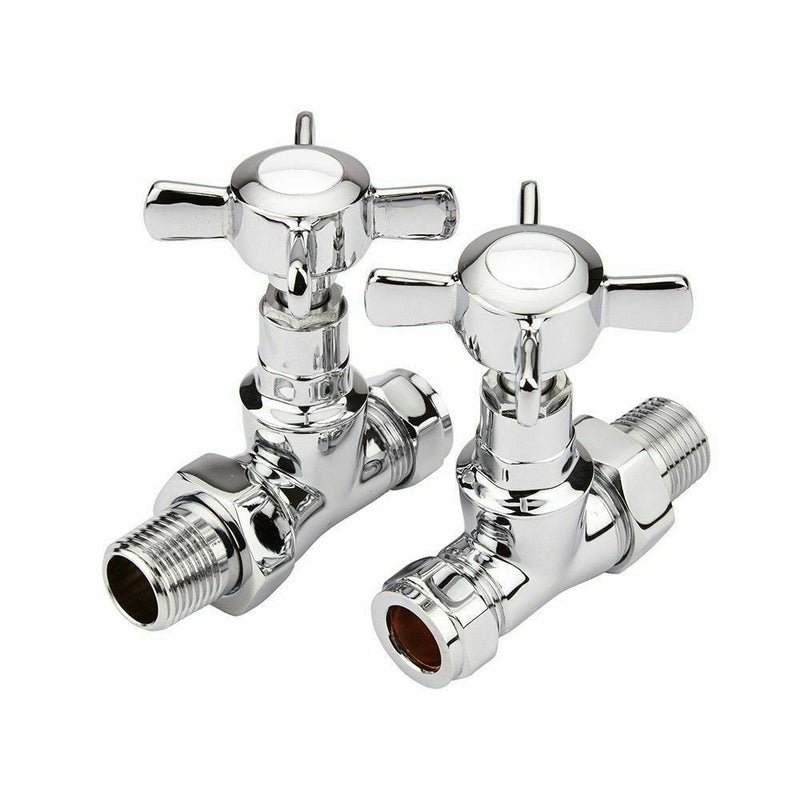 Period Vago Traditional CrossHead Straight Radiator Valve Chrome