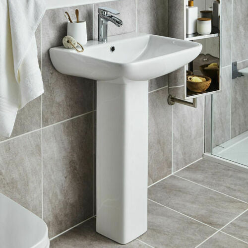 Seattle Modern 550mm 1 Tap Hole Basin and Pedestal