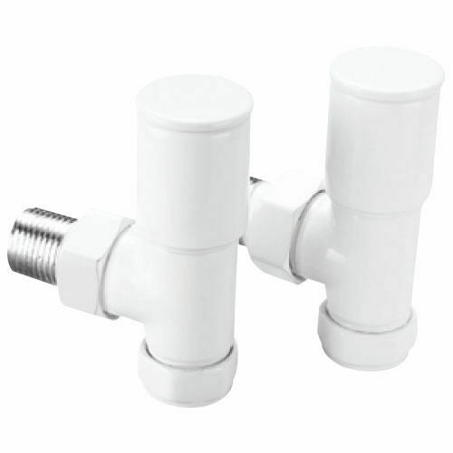 Luna Modern Round Angled Radiator Valve - White