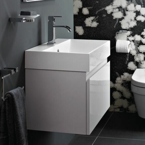 Mino 600mm Wall Hung Basin Unit + Basin - Gloss White