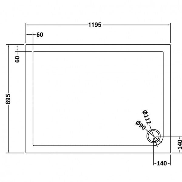 Elle 1200 X 900mm Easy Clean Walk-In Shower Enclosure (Inc Shower Panels + Stone Resin Tray + Waste)