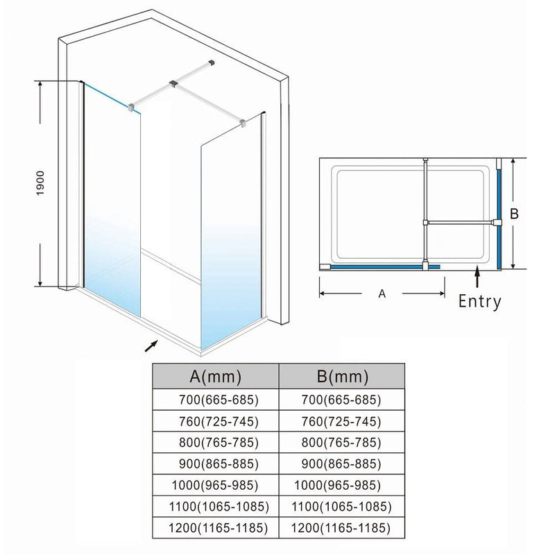 Elle WetRoom Panels - 8mm - Easy Clean Shower Screen Set - Choose Sizes